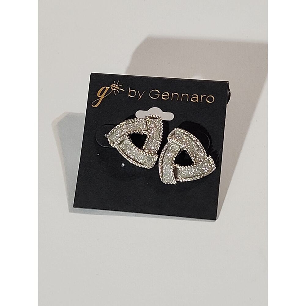 G by Gennaro Triangle Shape Earrings Glittery Silver
